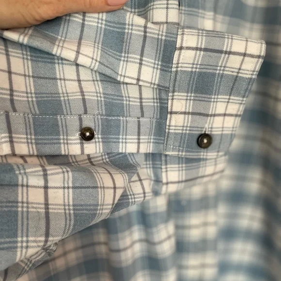 Poncho Light Blue Plaid Flannel Shirt, 3XL - Picture 4 of 7